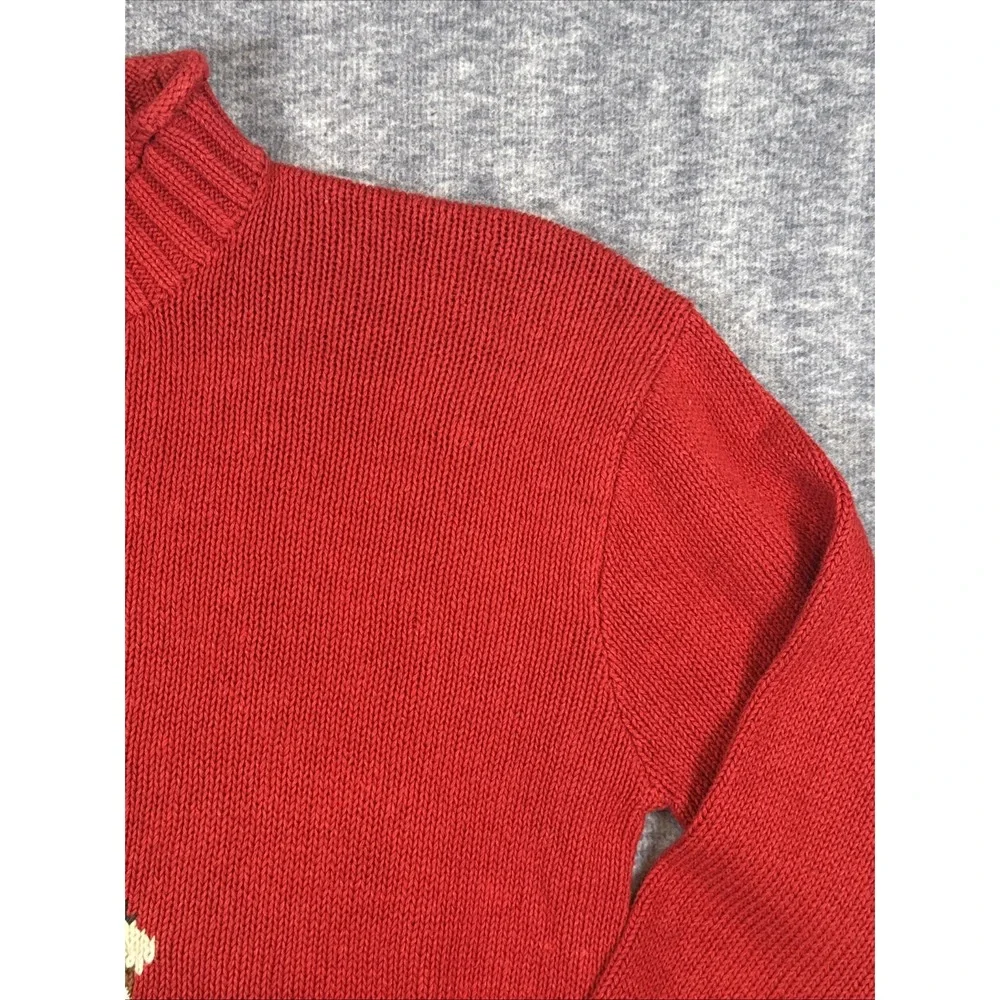 RARE Vintage 90s Polo‎ Ralph Lauren Red Equestrian Horse Knit Sweater Medium